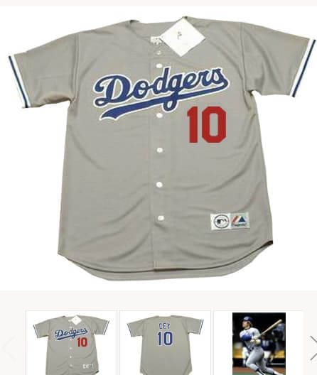 RON CEY Los Angeles Dodgers 1981 Majestic Throwback Away Baseball Jersey