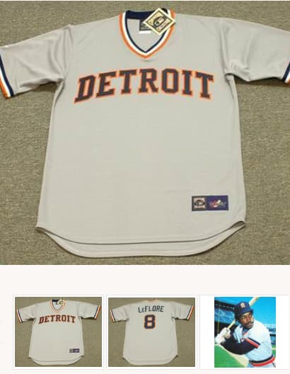 RON LeFLORE Detroit Tigers 1976 Majestic Cooperstown Throwback Away Baseball Jersey
