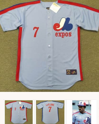 RON LeFLORE Montreal Expos 1980 Majestic Cooperstown Away Baseball Jersey