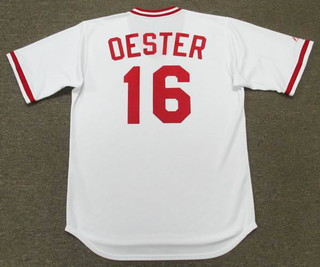 RON OESTER Cincinnati Reds 1982 Majestic Cooperstown Throwback Baseball Jersey