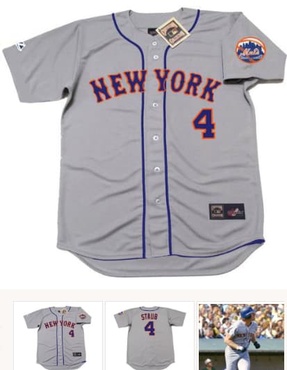 RUSTY STAUB New York Mets 1973 Away Majestic Baseball Throwback Jersey