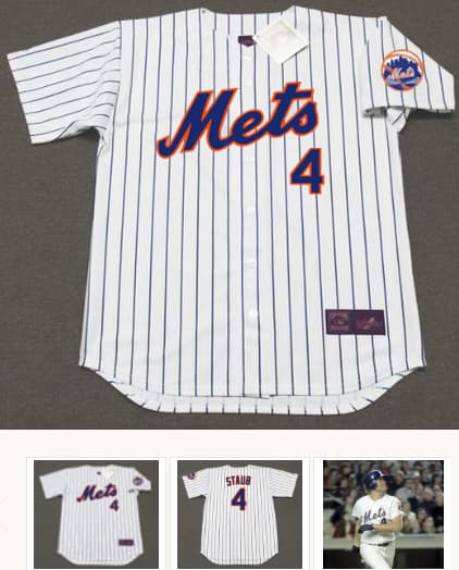 RUSTY STAUB New York Mets 1973 Home Majestic Baseball Throwback Jersey