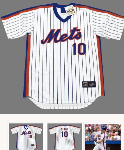 RUSTY STAUB New York Mets 1984 Majestic Cooperstown Home Baseball Jersey