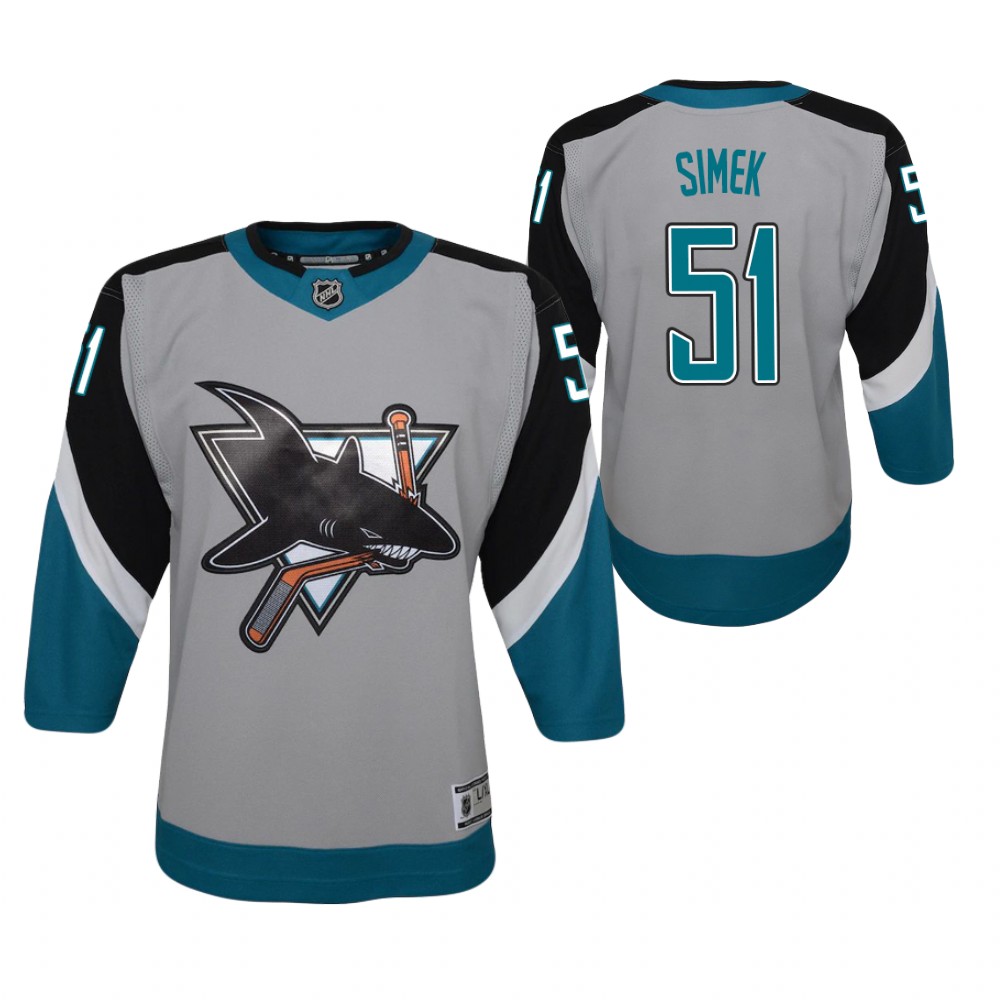 Radim Simek San Jose Sharks 2021 Reverse Retro Gray Youth Jersey Replica