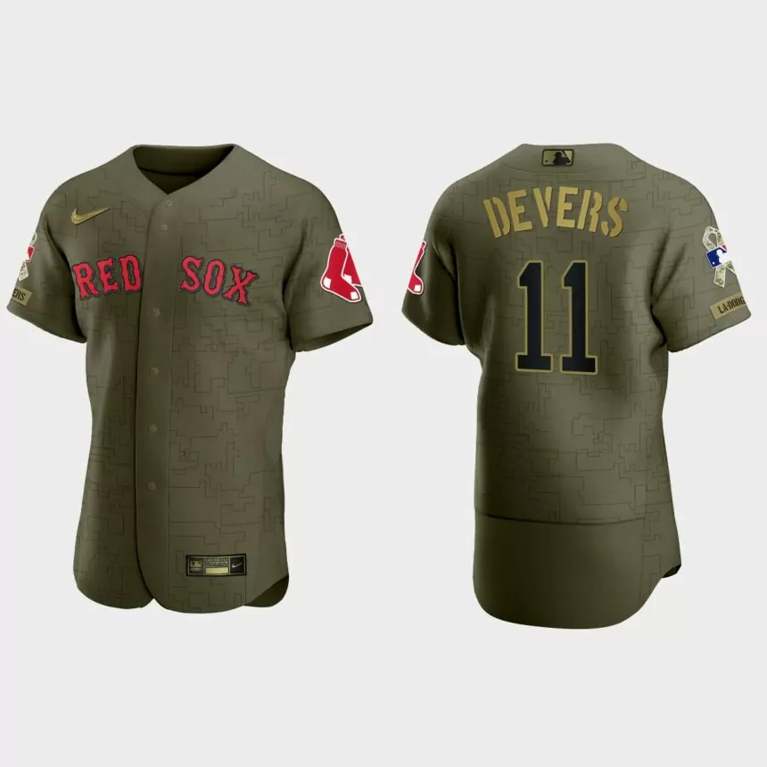 Rafael Devers Boston Red Sox 2021 Salute to Service Digital Camo Jersey – Green