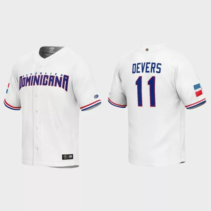 Rafael Devers Dominican Republic Baseball 2023 World Baseball Classic Replica Jersey – White
