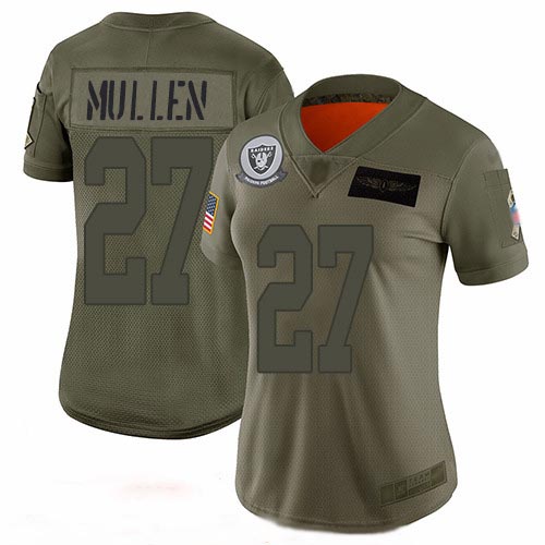 Raiders #27 Trayvon Mullen Camo Women's Stitched Football Limited 2019 Salute to Service Jersey