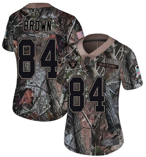 Raiders #84 Antonio Brown Camo Women's Stitched Football Limited Rush Realtree Jersey