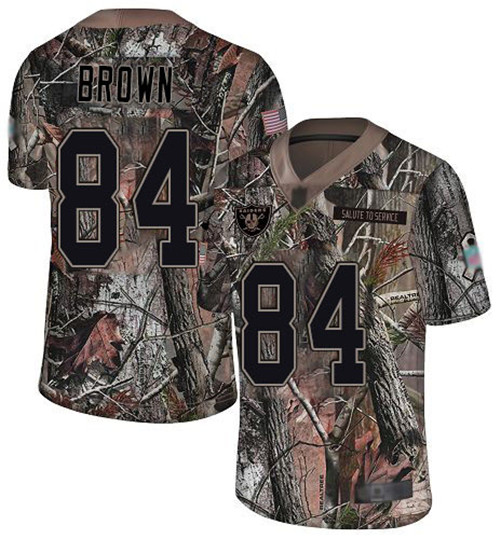 Raiders #84 Antonio Brown Camo Youth Stitched Football Limited Rush Realtree Jersey