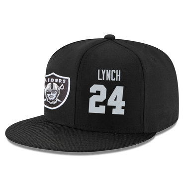 Raiders 24 Marshawn Lynch Black Adjustable Hat