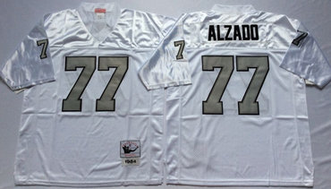 Raiders 77 Lyle Alzado White Silver Number Throwback Jersey