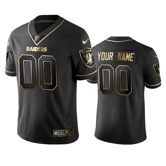 Raiders Custom Men's Stitched NFL Vapor Untouchable Limited Black Golden Jersey