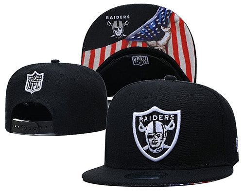 Raiders Team Logo Black USA Flag Adjustable Hat GS