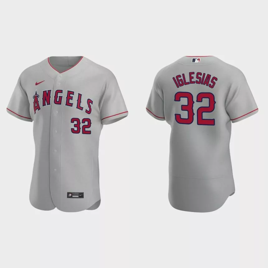 Raisel Iglesias #32 Los Angeles Angels Authentic Road Jersey – Gray