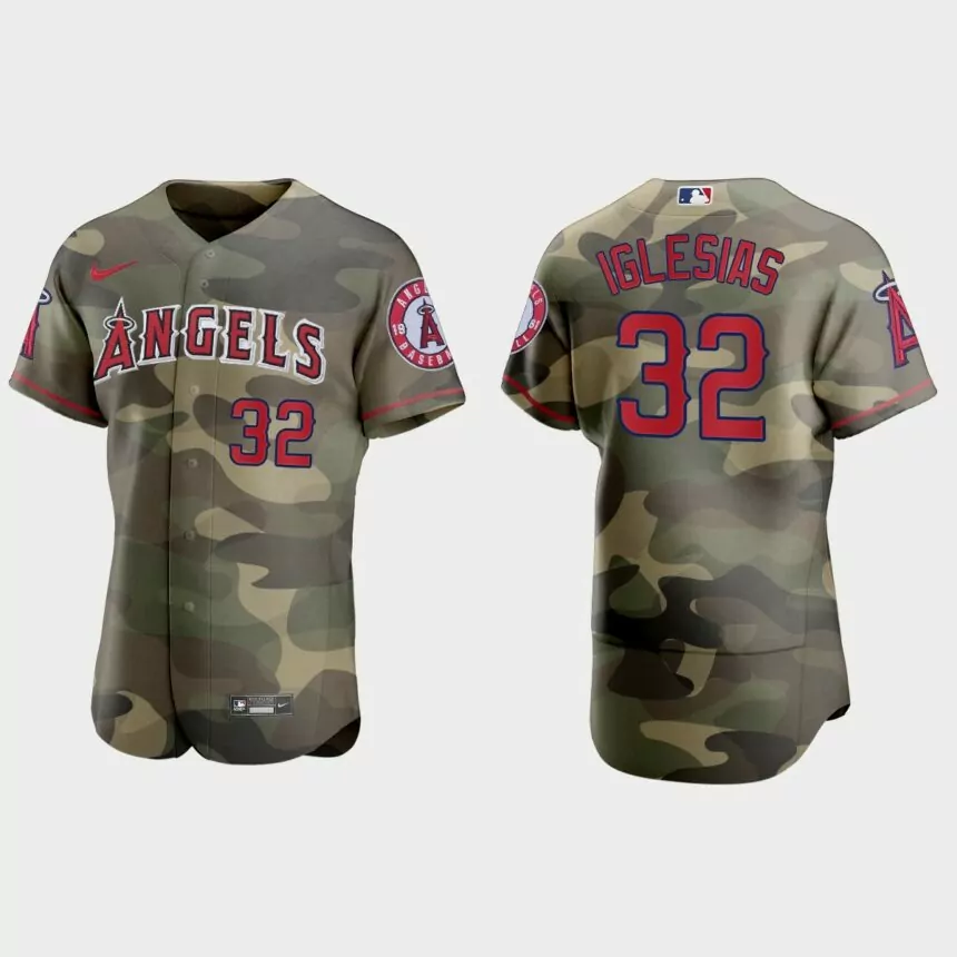 Raisel Iglesias Los Angeles Angels 2021 National Armed Forces Day Authentic Jersey – Camo