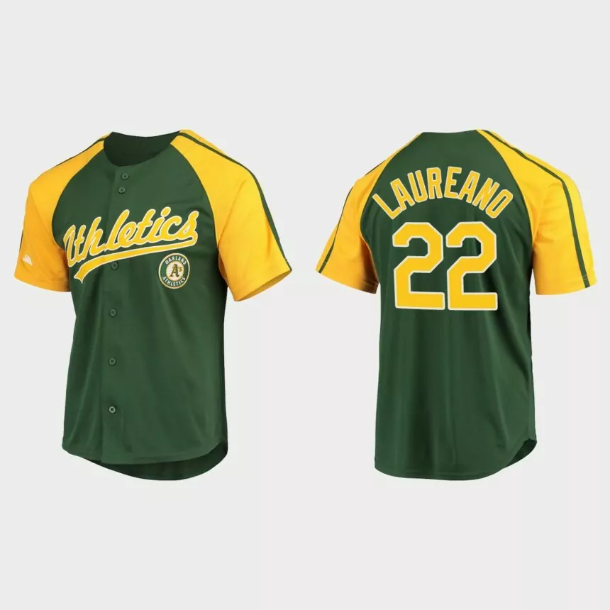 Ramon Laureano Oakland Athletics Replica Button-Down Raglan Jersey – Green