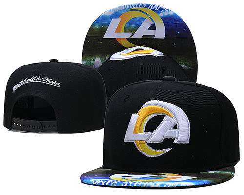 Rams Team Logo Black Mitchell & Ness Adjustable Hat LH