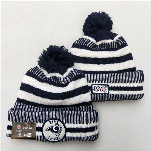 Rams Team Logo Gray 100th Season Pom Knit Hat YD