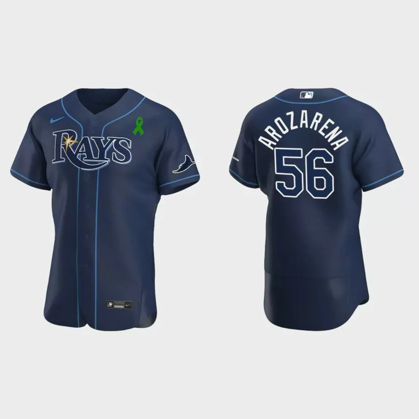 Randy Arozarena Tampa Bay Rays Green Ribbon Authentic Alternate Jersey – Navy