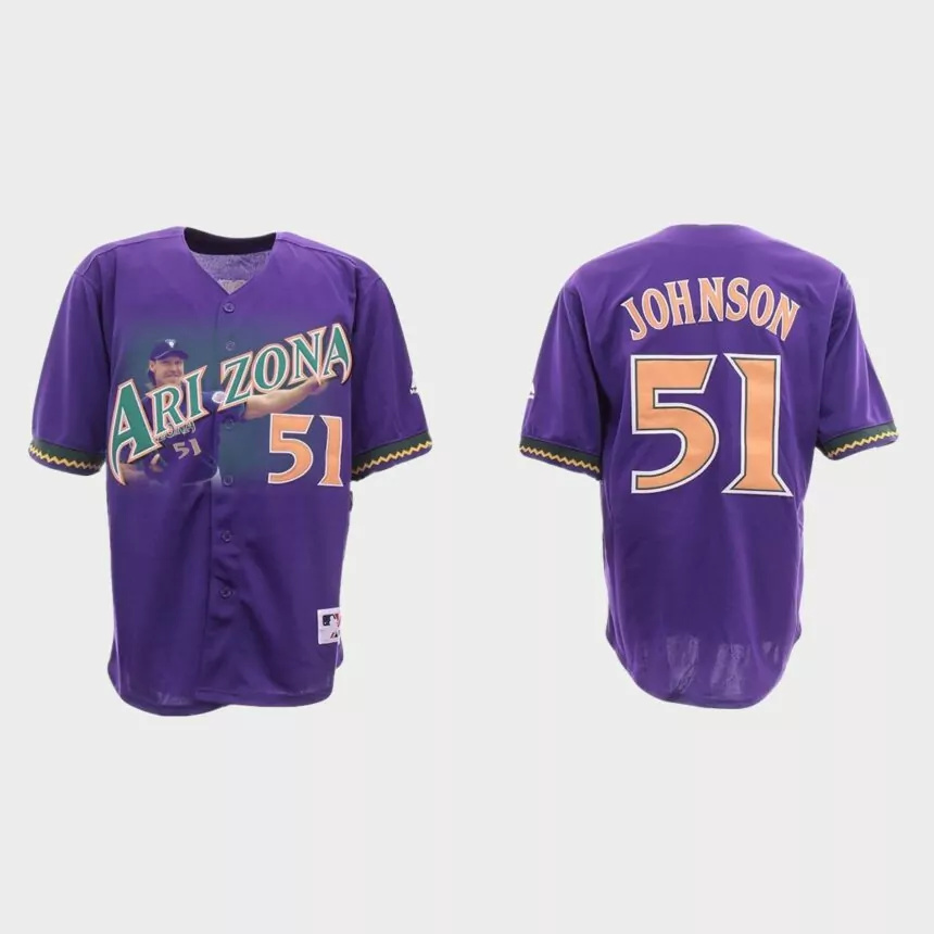 Randy Johnson Vs. a Rogue Bird Arizona Diamondbacks Graphic Jersey – Purple.jpg