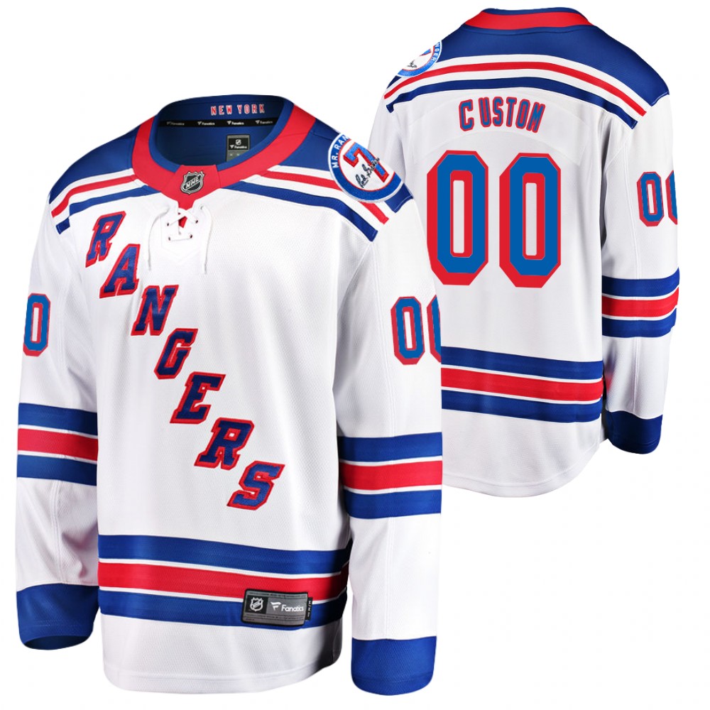 Rangers #00 Custom White Mr. Ranger 7 Memorial Patch Jersey