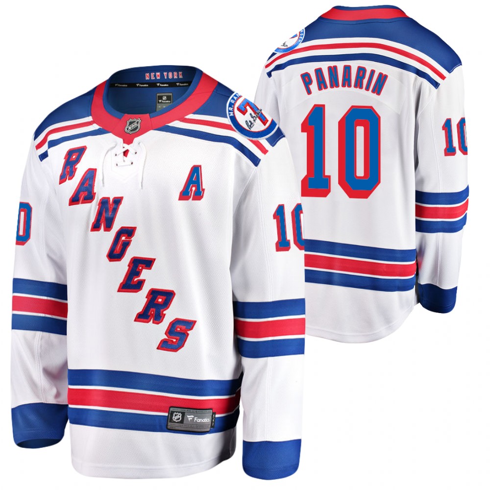 Rangers #10 Artemi Panarin White Mr. Ranger 7 Memorial Patch Jersey