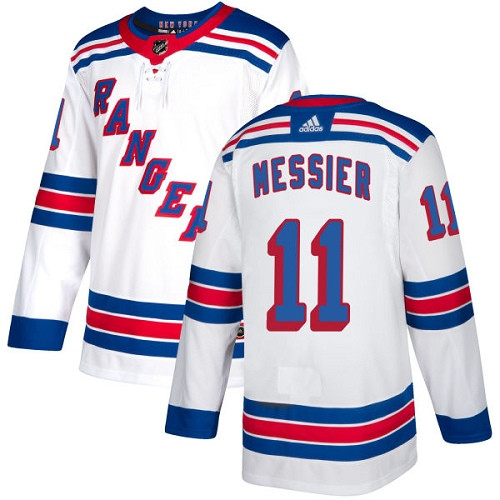 Rangers #11 Mark Messier White Road Authentic Stitched Hockey Jersey