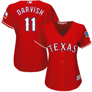 Rangers #11 Yu Darvish Red Alternate Women's Stitched MLB Jersey