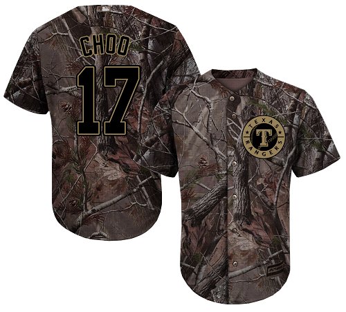 Rangers #17 Shin-Soo Choo Camo Realtree Collection Cool Base Stitched Baseball Jersey