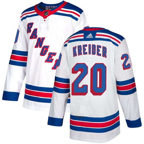 Rangers #20 Chris Kreider White Road Authentic Stitched Hockey Jersey