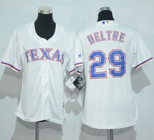 Rangers #29 Adrian Beltre White Women's Home Stitched MLB