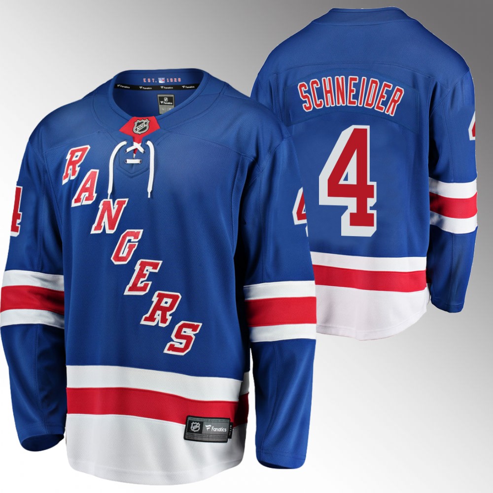Rangers #4 Braden Schneider Blue Home Jersey