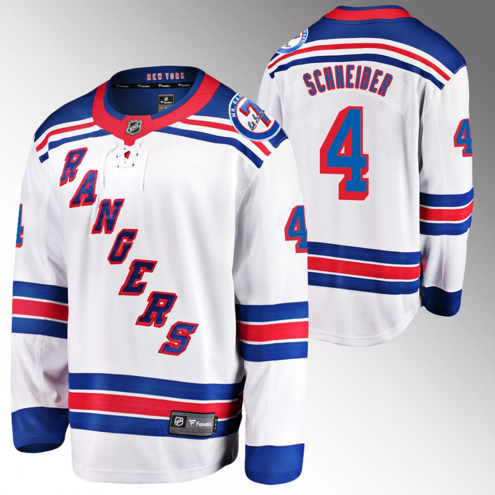 Rangers #4 Braden Schneider White Away Jersey