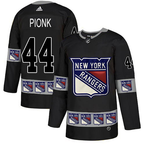 Rangers #44 Neal Pionk Black Authentic Team Logo Fashion Stitched Hockey Jersey