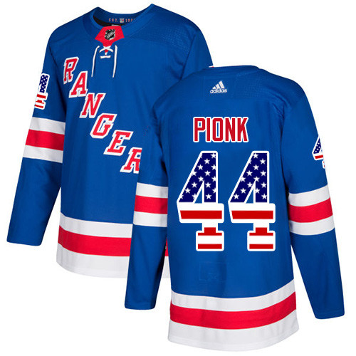Rangers #44 Neal Pionk Royal Blue Home Authentic USA Flag Stitched Hockey Jersey