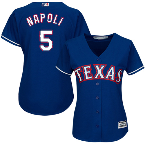 Rangers #5 Mike Napoli Blue Alternate Women's Stitched MLB Jersey
