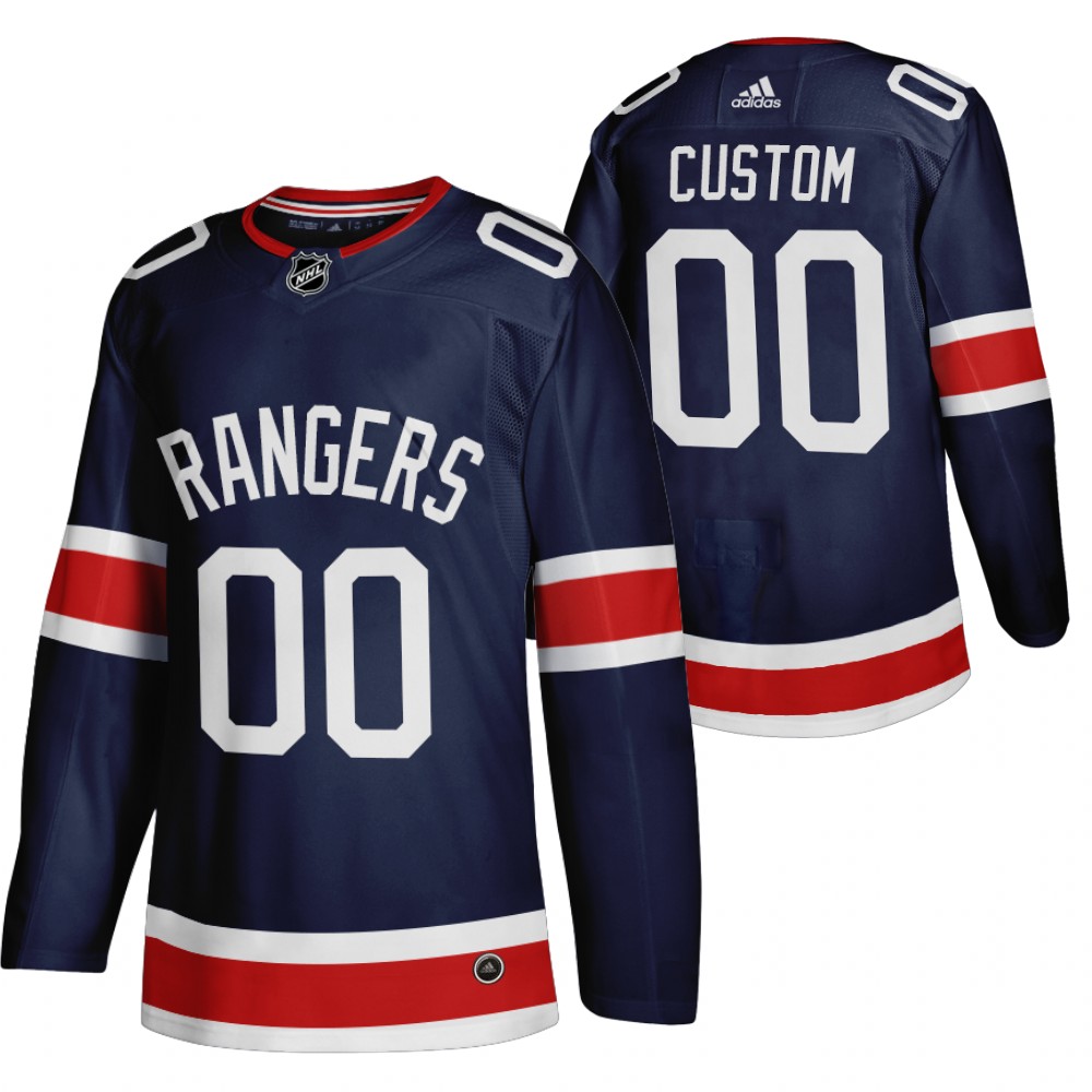 Rangers 2021 Reverse Retro #00 Custom Navy Jersey Authentic