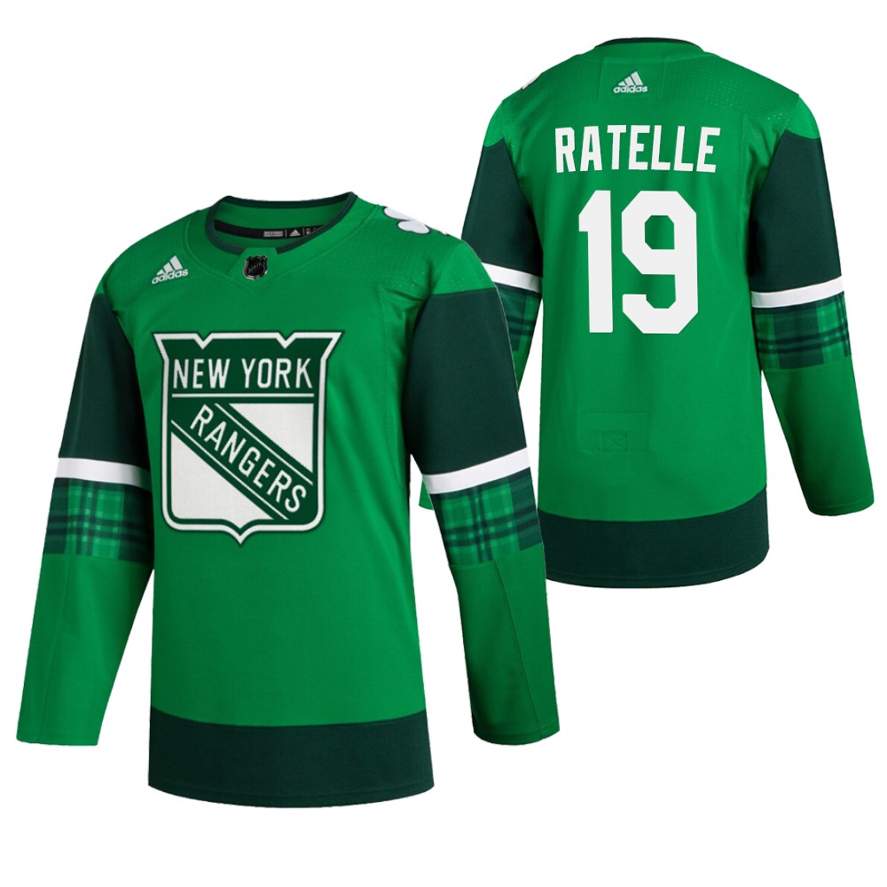 Rangers Jean Ratelle 2020 St. Patrick's Day Green #19 Jersey Authentic Player