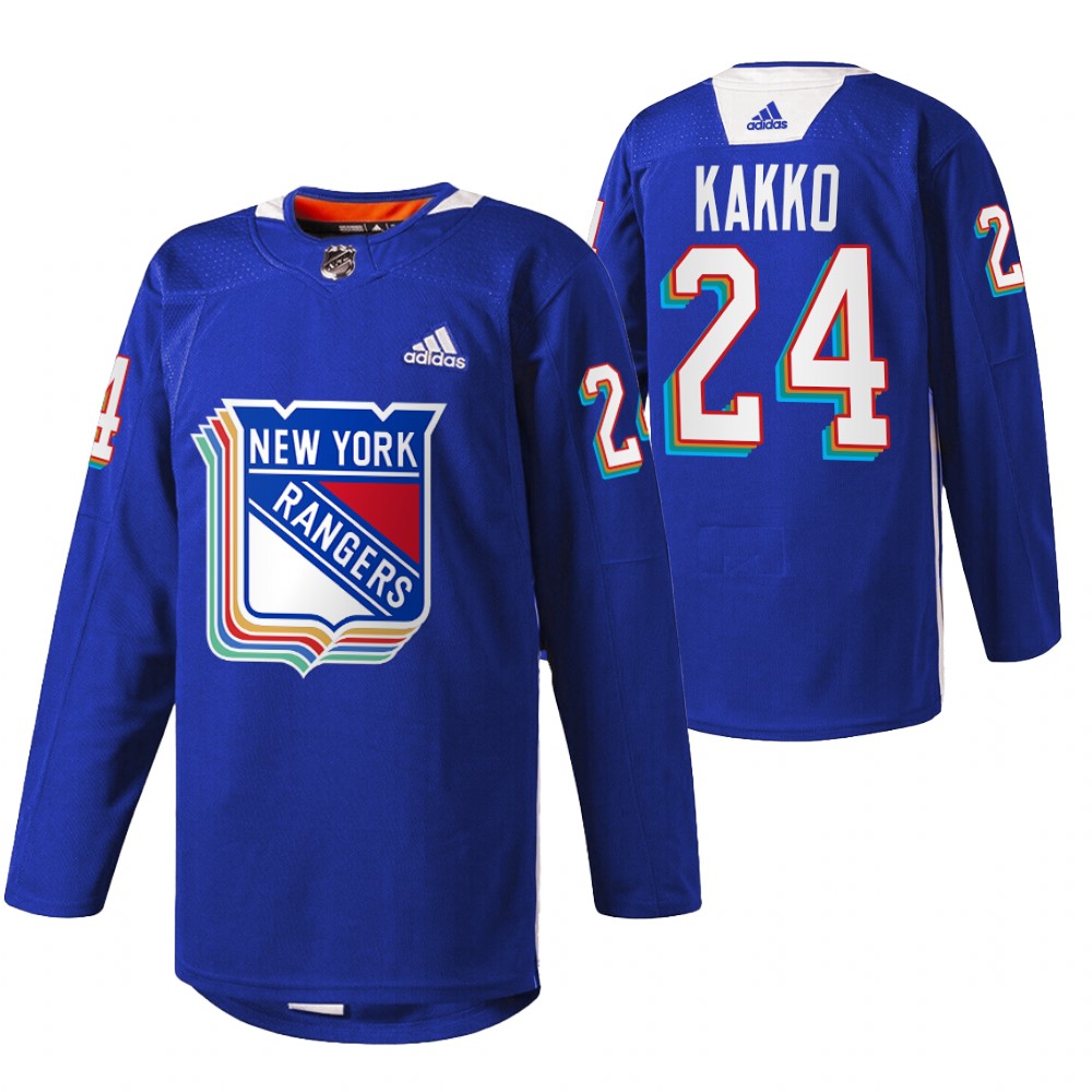 Rangers Kaapo Kakko 2022 Pride Night Royal Warmup Jersey