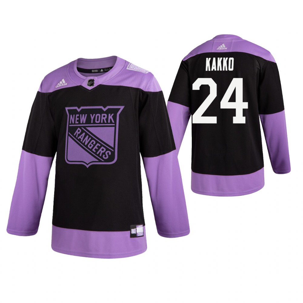 Rangers Kaapo Kakko Black Practice Hockey Fights Cancer Jersey
