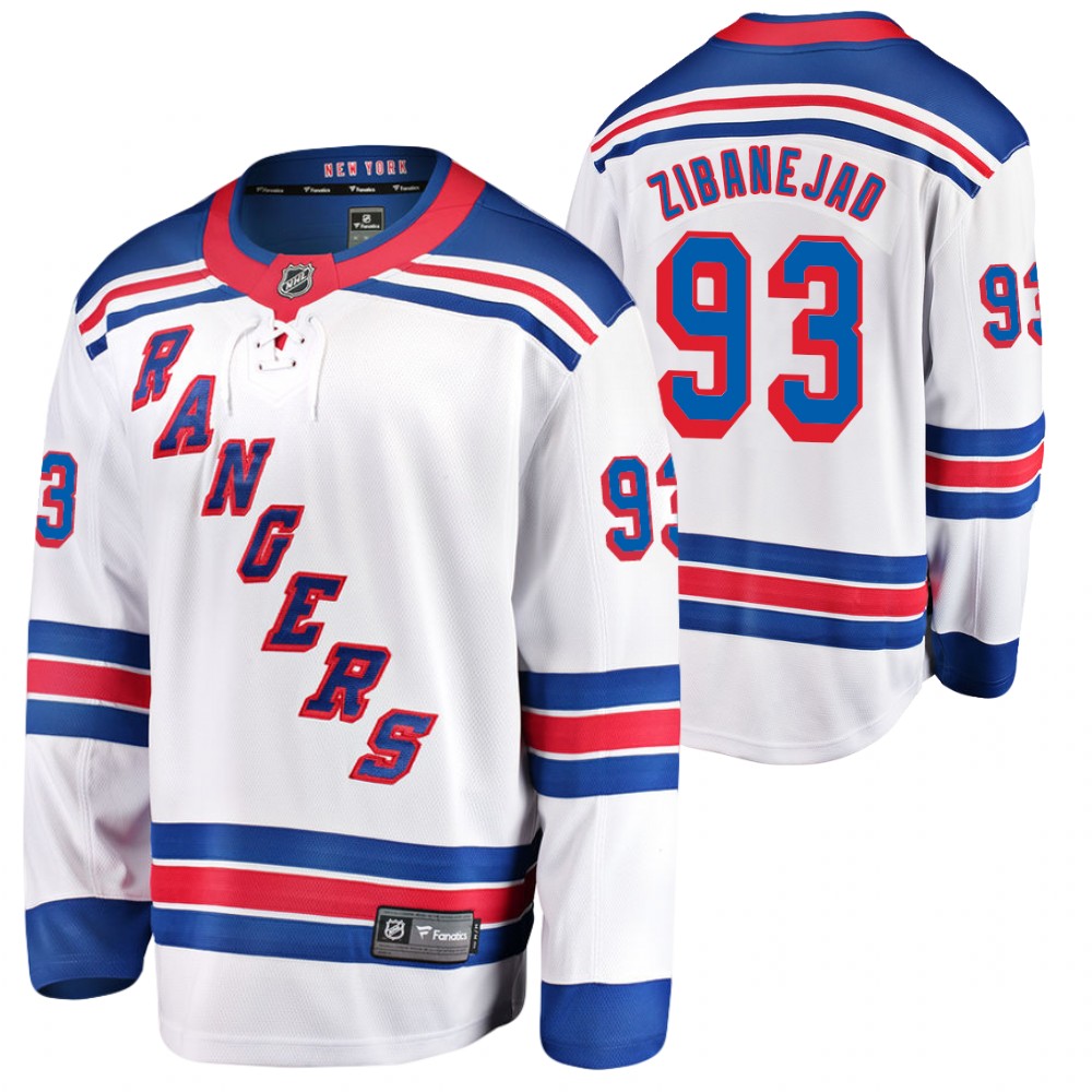 Rangers Mika Zibanejad Jersey Away White Top Player Men