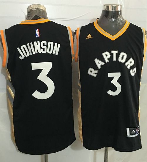 Raptors #3 James Johnson Black Gold Stitched NBA Jersey