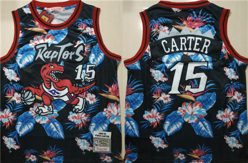 Raptors 15 Vince Carter Black 1998-99 Hardwood Classics Floral Fashion Swingman Jersey