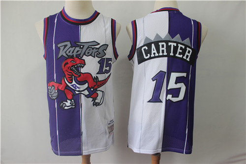 Raptors 15 Vince Carter Purple White Split Swingman Jersey