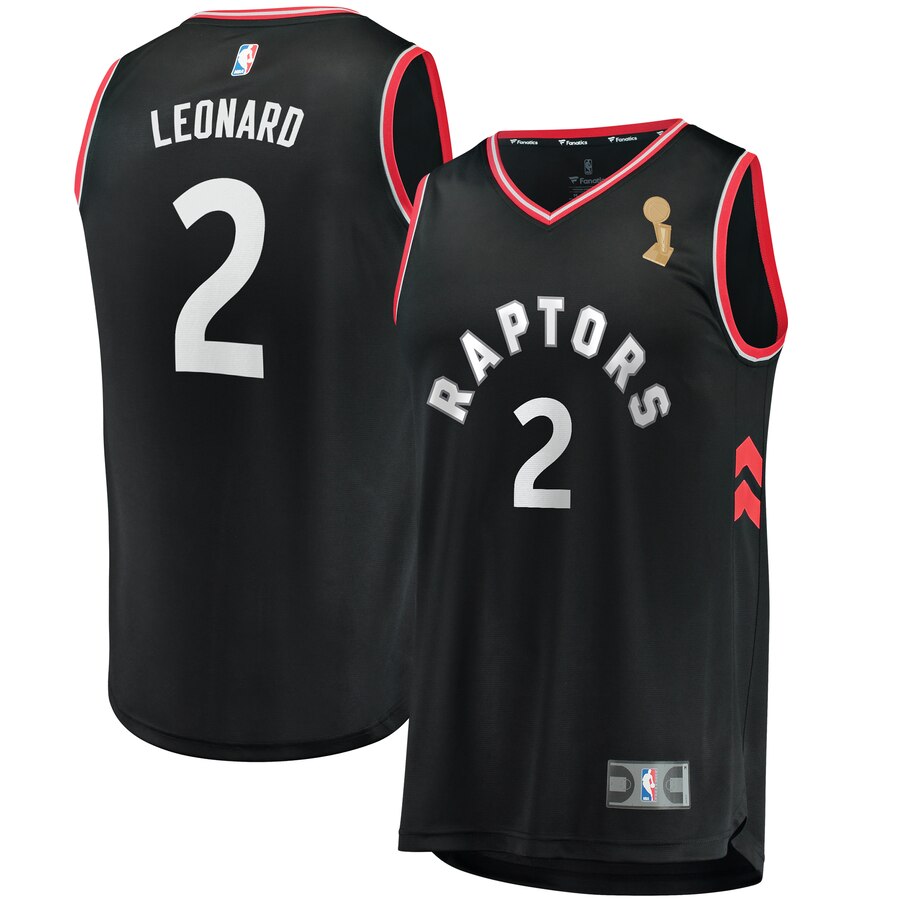 Raptors 2 Kawhi Leonard Black 2019 NBA Finals Champions Swingman Jersey