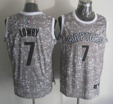 Raptors 7 Kyle Lowry Gray City Luminous Jersey