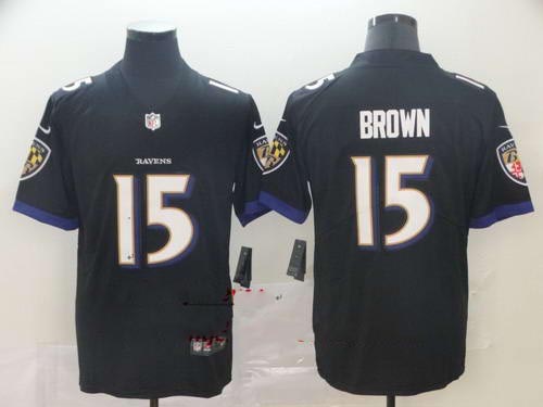 Ravens 15 Marquise Brown Black Alternate Vapor Untouchable Limited Jersey