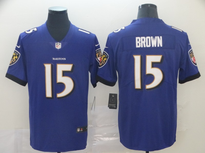 Ravens 15 Marquise Brown Purple Vapor Untouchable Limited Jersey