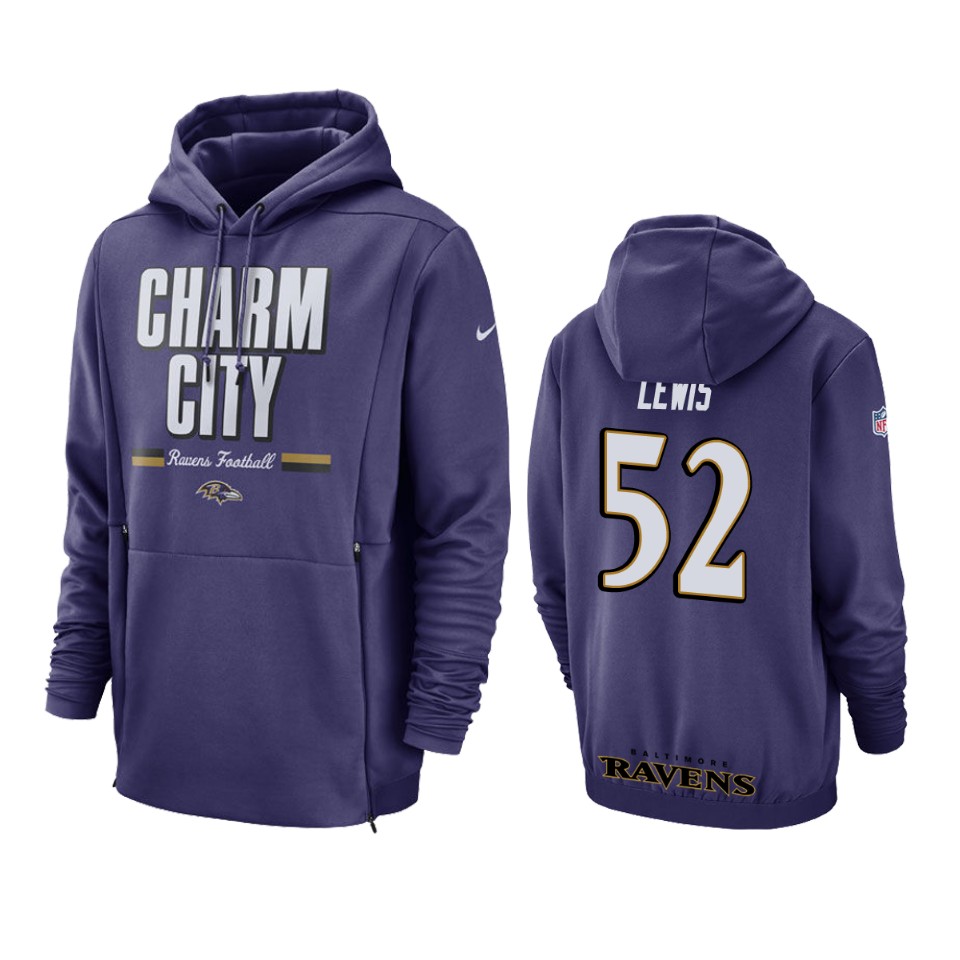 Ravens Sideline Lockup Purple Ray Lewis Pullover Hoodie