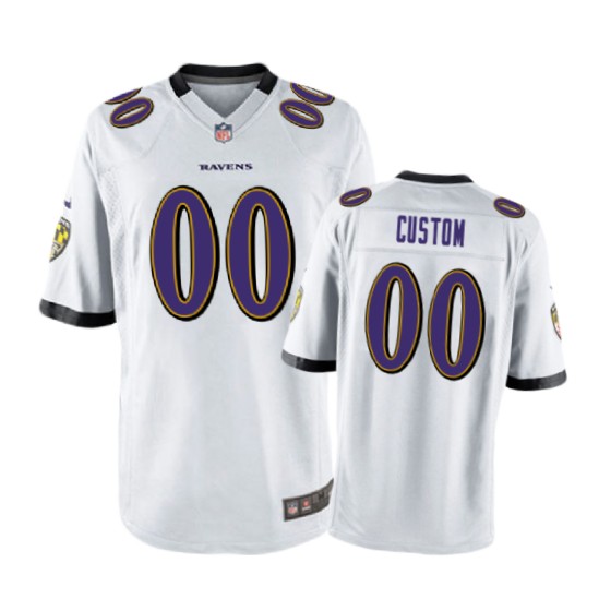 Ravens White Custom Game Jersey